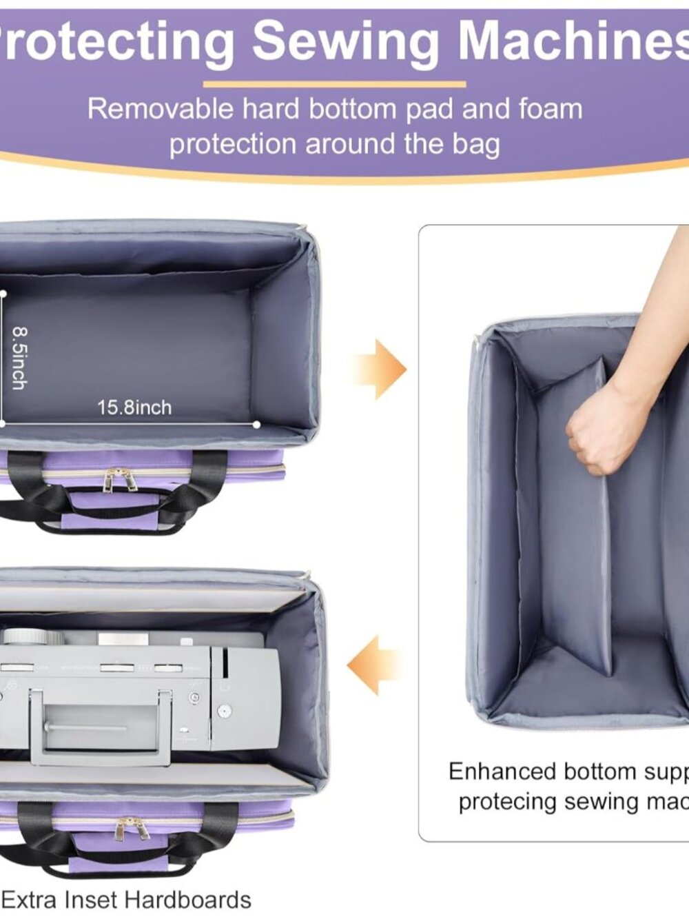 Sewing Machine Carrying Case with Removable Bottom Padding, Sewing Machine Bag F - Picture 4 of 8